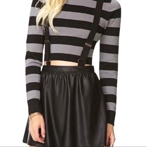 Faux Leather Suspender Skirt